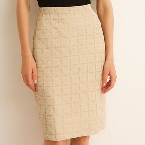 The Limited Champagne Gold Brocade Pencil Skirt, Y2K